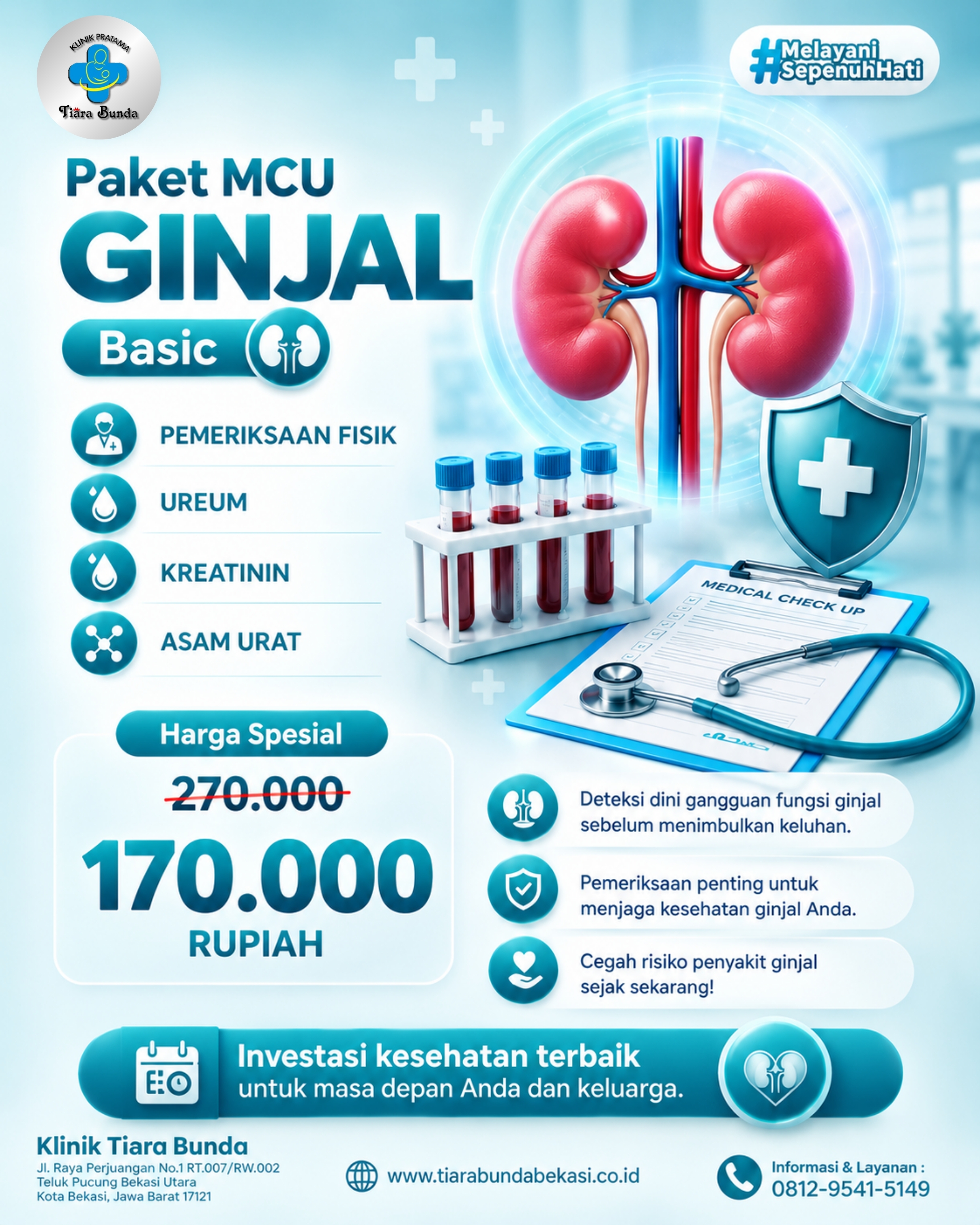 Paket MCU Ginjal Basic Bekasi | Klinik Tiara Bunda